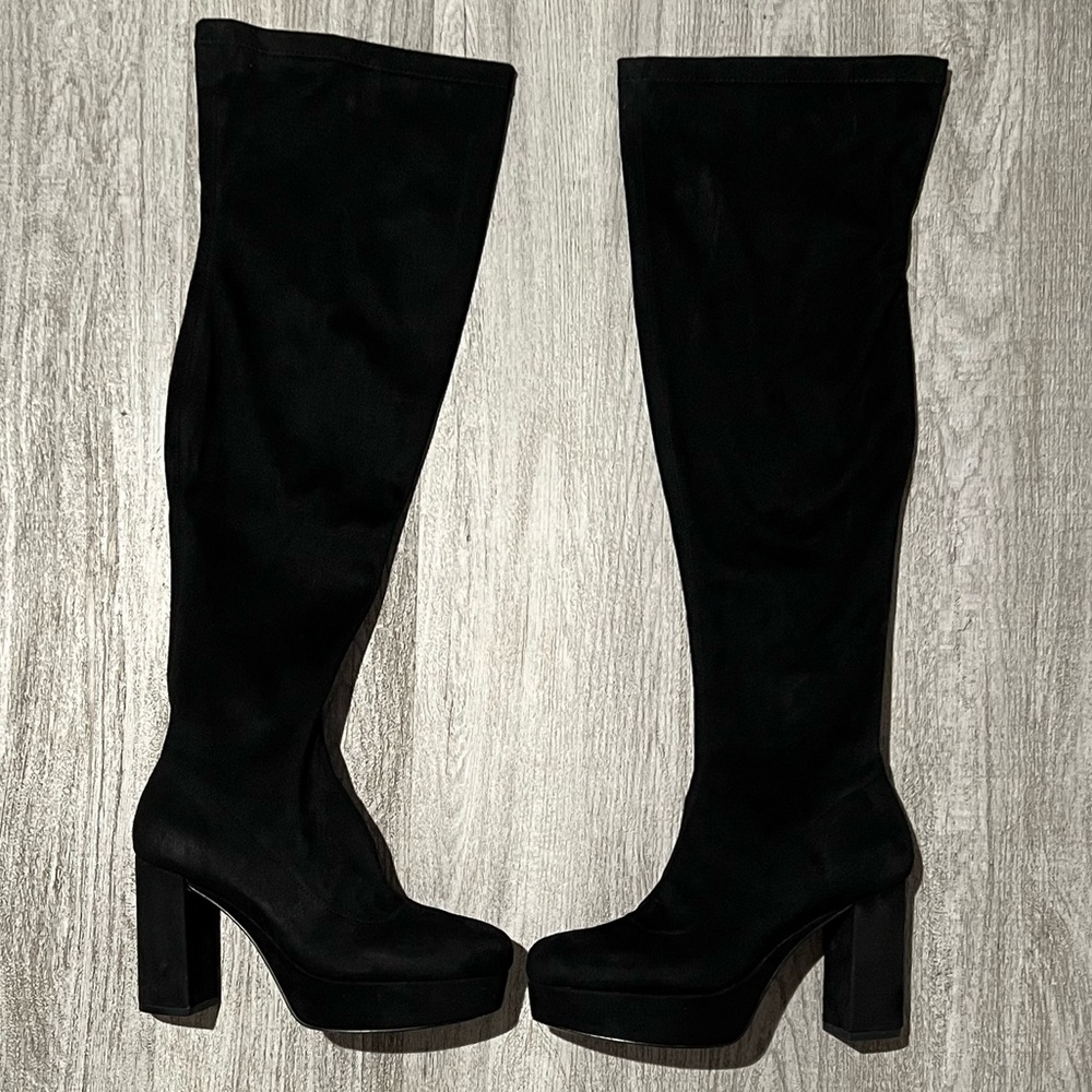 Mix no. 6 black stretch microsuede boots
